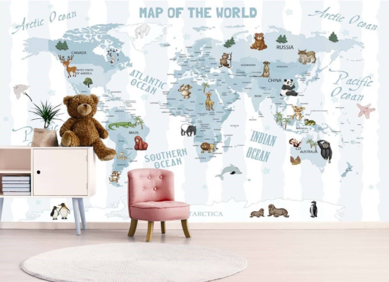 tapete mapa sveta u decjoj sobi